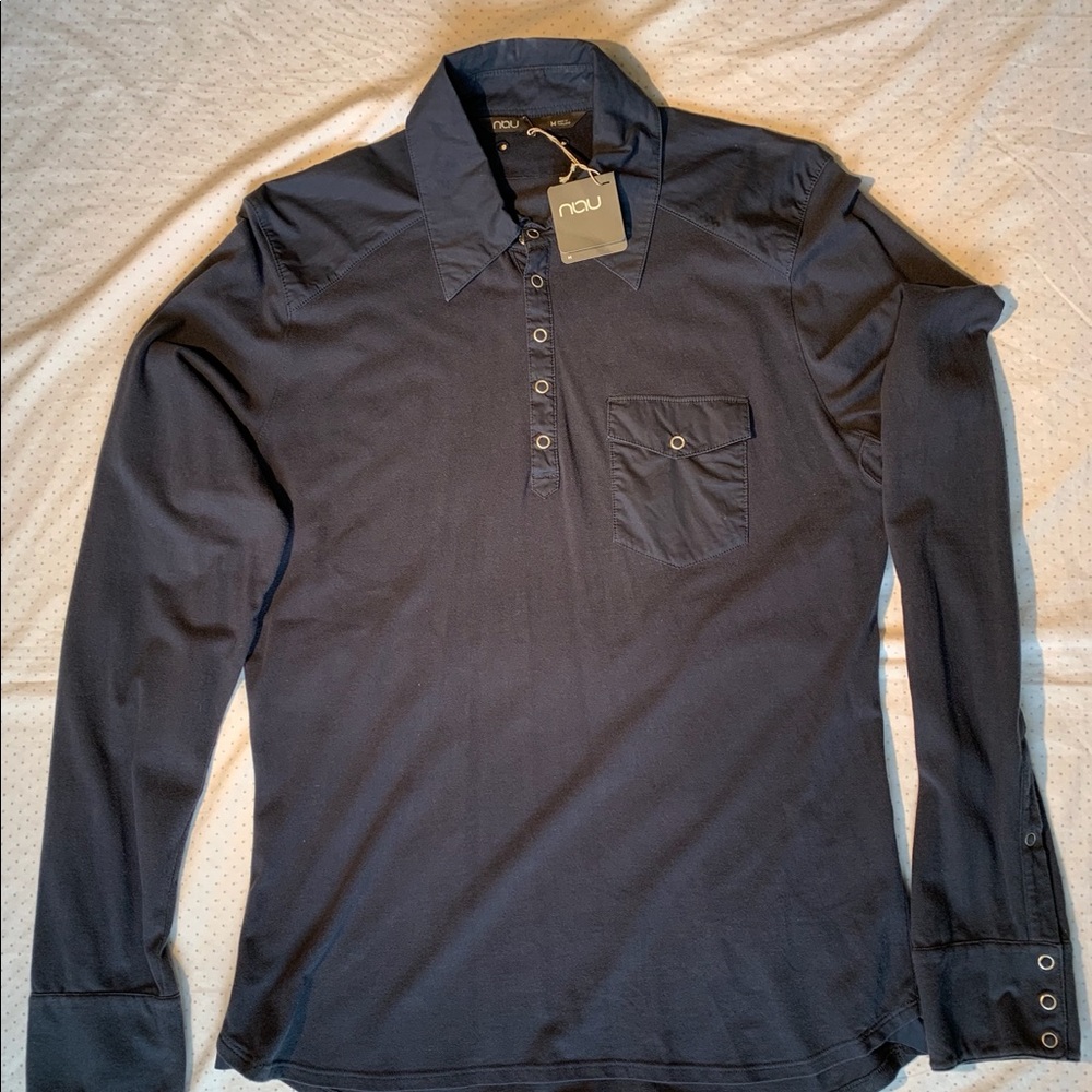 NAU Combo Polo Charcoal Mens Medium New with Tags